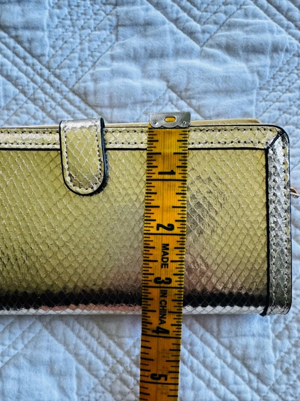 ALDO Metallic Gold Snake-Embossed Wallet Clutch New Without Tags